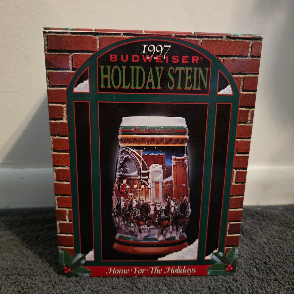 Budweiser 1997 Holiday Stein CS313 Home For The Holidays Clydesdales Ceramic Mug - Picture 5 of 6